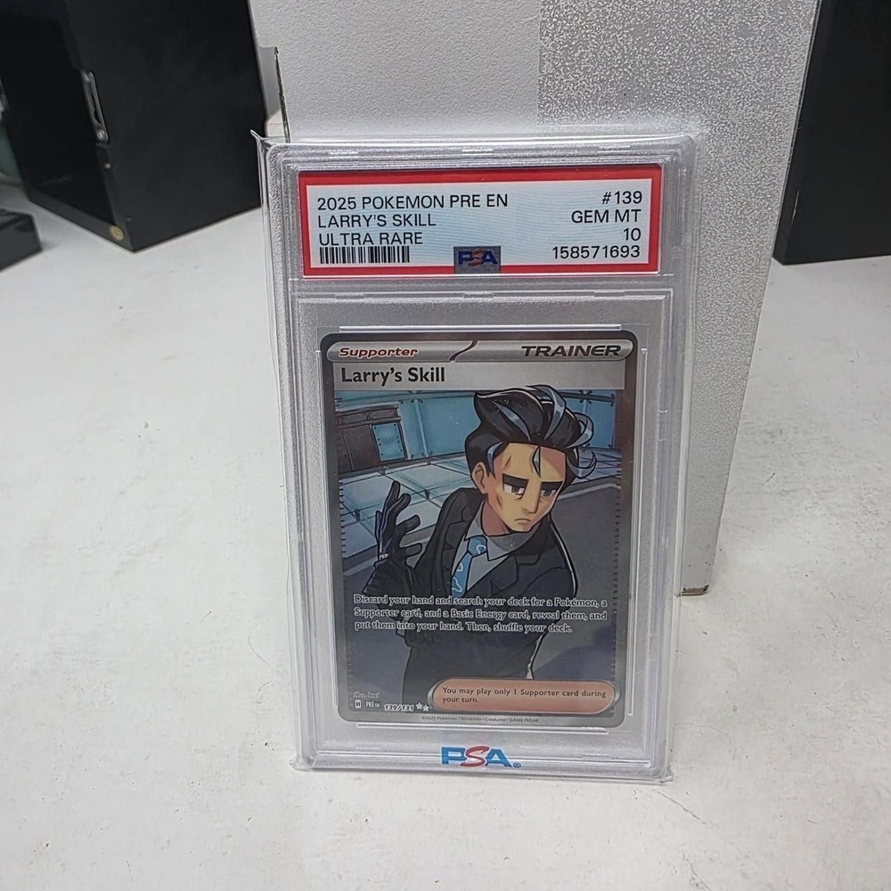 Pokemon Larrys Skill 139 Prismatic Evolutions Ultra Rare Full Art Trainer psa 10
